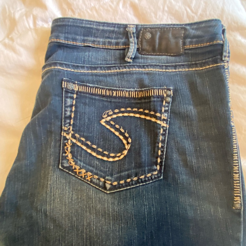 Silver Jeans Dark Blue with Tan Stitching